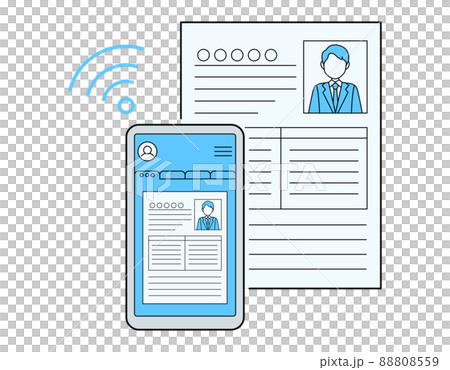 Illustrations for creating and submitting resumes online. Concept design for digitized recruiting activities. 88808559