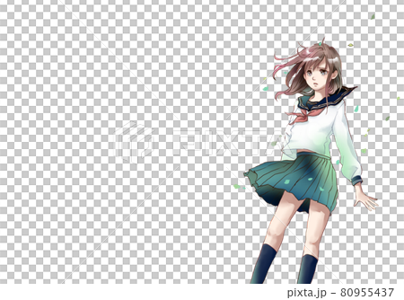 Girl illustration in sailor suit Wakaba and left space version 80955437