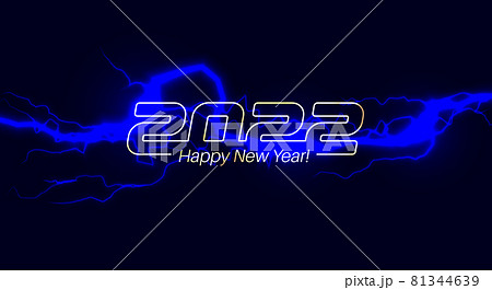 New Year cover for a card or calendar with blue lightning with modern line typography design vector illustration for 2022 year  81344639