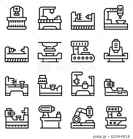 Lathe icons set, outline style 82044818