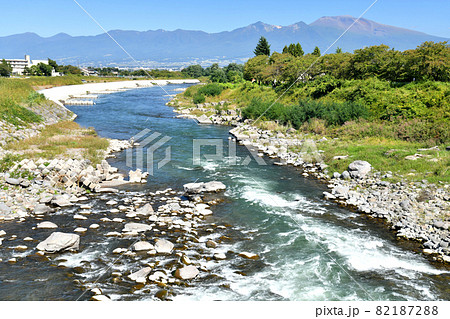 臼田橋／千曲川より浅間山方面を望む(長野県佐久市)【2021.9】 82187288