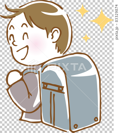 Image illustration of a boy carrying a school bag (hand-drawn) 83329874