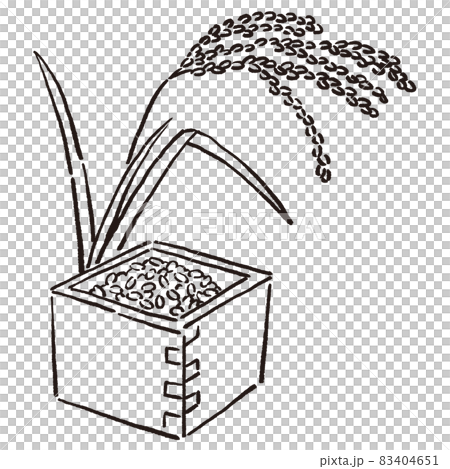 お米の入った枡と稲穂 83404651