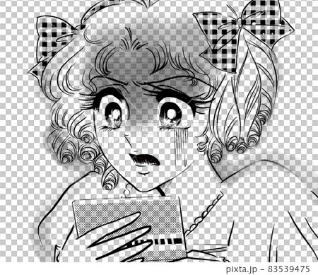 70's Shojo manga Overuse and insufficient balance Vertical roll lady shocked by passbook 83539475