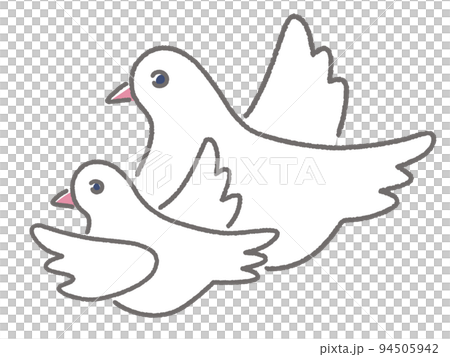 Illustration of two white dove parent and child 94505942