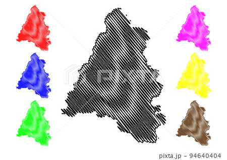 Bihor County (Administrative divisions of Romania, Nord-Vest development region) map vector illustration, scribble sketch Bihor map 94640404