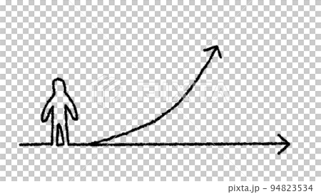 一個人和一個箭頭的手繪插圖分為兩部分 94823534