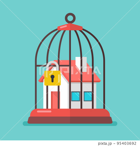 Locked house inside the cage 95403692