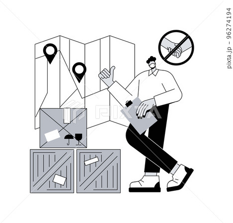 No-contact pick up and delivery abstract concept vector illustration. virus safe delivery, protected transport service, COVID-19 business tranformation, online grocery order abstract metaphor. 96274194