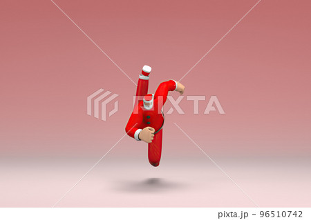 A man wearing Santa Claus costume.  He is falling down. 3d rendering of cartoon character in acting. 96510742