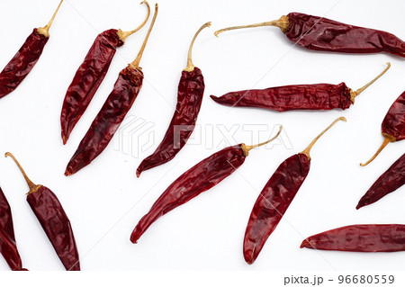 Hot red dried chili peppers 96680559