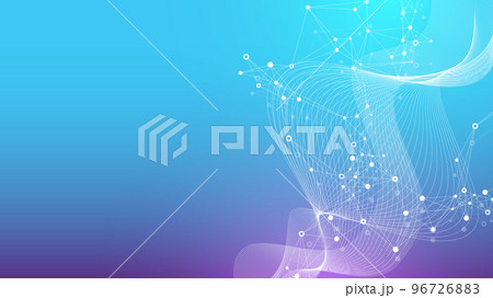 Digits abstract illustration with connected line and dots, wave flow. Digital neural networks. Network and connection background for your presentation. Graphic polygonal background. 96726883