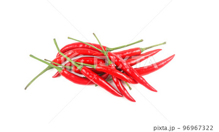 Isolated red ripe chili on white background soft and selective focus                                96967322