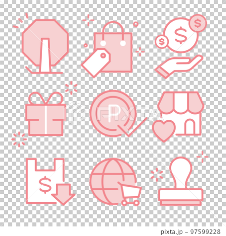 Shopping icon set Sale, points, benefits, stamps, etc. 97599228