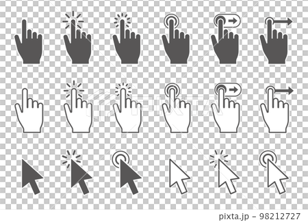 hand and arrow pointer icon set 98212727