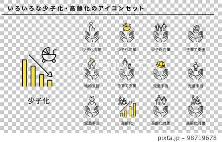 少子老齡化簡單圖標集,矢量素材 98719678