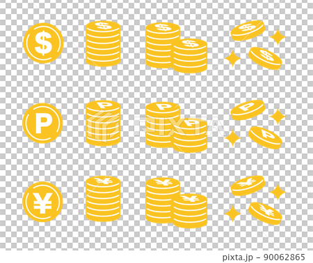 Coin illustration icon set 90062865