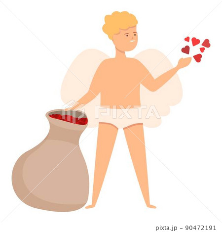 Cupid with heart sack icon cartoon vector. Love day. Cute angel 90472191