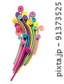 abstract 3d composition from plasticine. colored rainbow, curls. 3D modern print 91373525