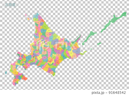 Watercolor-style map Hokkaido 91648542