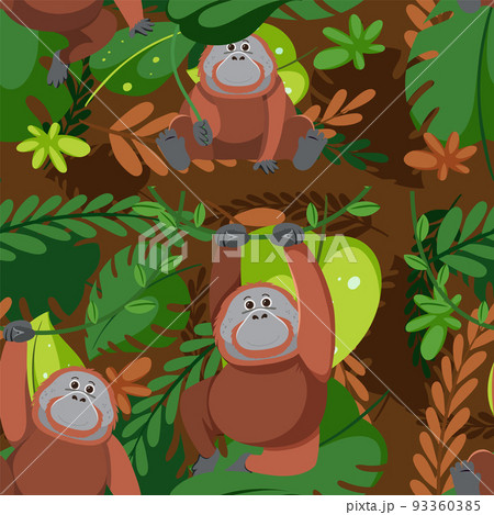 Cute orangutan seamless pattern 93360385