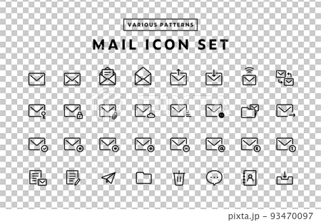 Set of mail icons Email Email Business Send Receive Read Read Unread Message Open 93470097