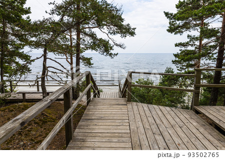 A wooden platform near the Baltic sea in Latvia 93502765