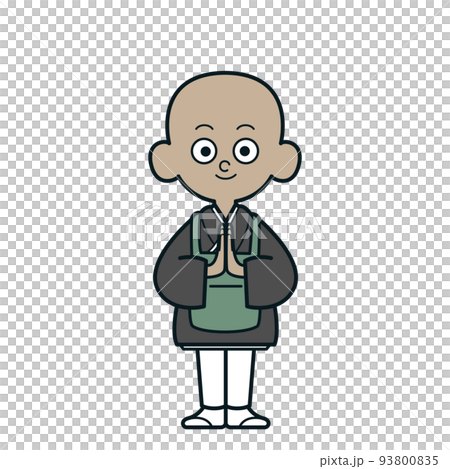 A simple illustration of a cute monk in training 93800835