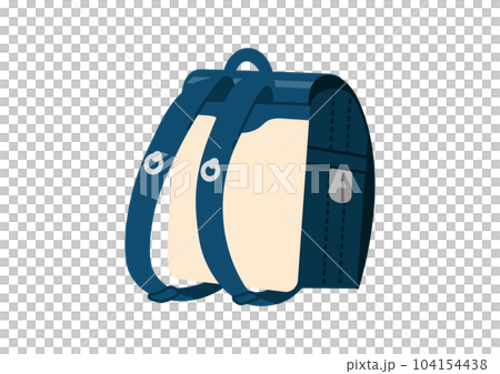 Illustration of a navy blue school bag facing backwards, no line drawing 104154438