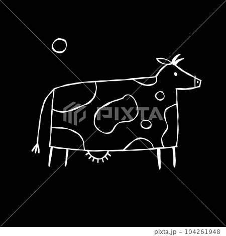 Isolated Cow on black Background 104261948