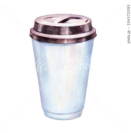 Watercolor vector illustration of Paper Coffee Cup 104372093