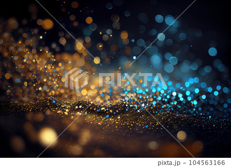 Radiant golden bokeh lights on black grunge background. Glamorous abstract for luxury or celebration themes. AI Generative. 104563166