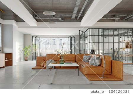 Apartment loft interior . 3d 104520382