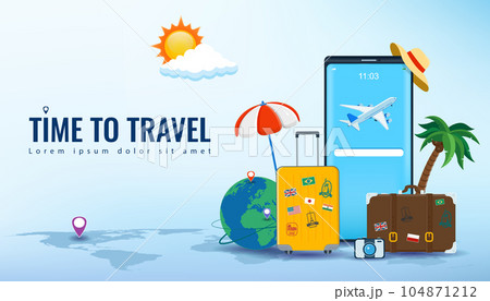 Travel and tourism concept. Advertising template. Vector 104871212