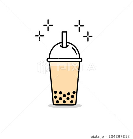 Milk bubble tea, Boba milk tea, inspired by the popular and delicious Bubble Milk Tea, Simple flat design, desserts with Bubble Milk Tea Vector, Illustration, icon vector, and logo template. 104897818