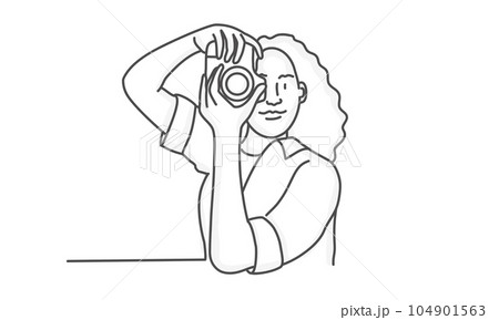 Woman making photos with camera 104901563