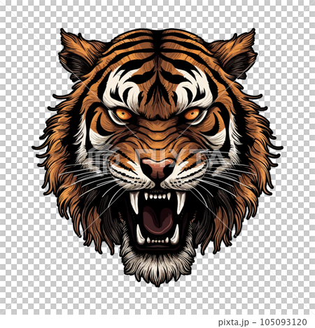 Angry Tiger Head 105093120