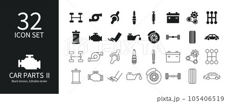 様々な車のパーツアイコンセット 105406519
