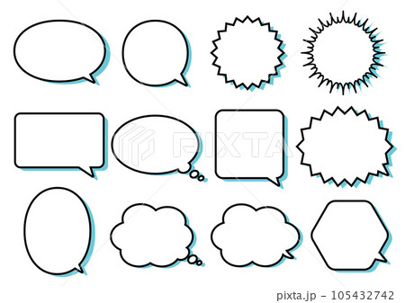 シンプルな影つきふきだしイラストセット 105432742