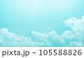 光がやさしく降り注ぐふわっとしたパステルカラーの青空と雲 - 晴れた日の空の背景素材 105588826