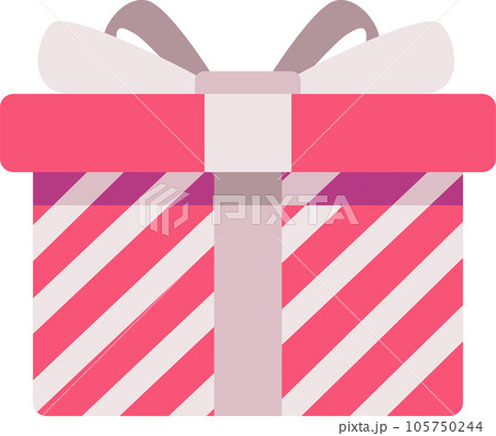 Red gift box with pastel ribbon bow. Modern holiday surprise box. Realistic illustration icon for present, birthday or wedding, valentine, new year concepts 105750244