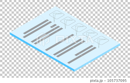 Checklist 2_Before checking (Vertical/Isometric placement/Back side facing left/Documents/No text/Light blue/1 sheet) 105737095