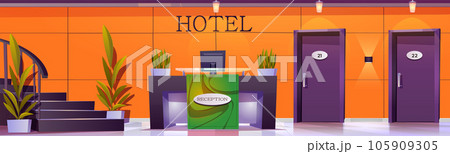 Welcome hotel reception desk in lobby interior 105909305