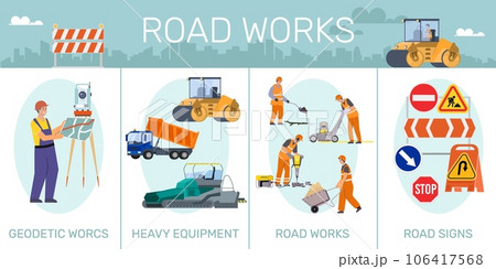 Road Repair Flat Infographic 106417568