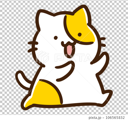 楽しそうに何かを追いかけるかわいいねこのキャラクターのデフォルメイラスト 106565832