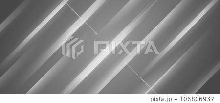 Dark gray smooth diagonal lines background. Abstract gradient stripes wallpaper. Universal tech backdrop. Soft silver tempter for banner, flyer, brochure, presentation, poster. Vector illustration 106806937