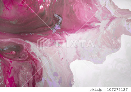 Abstract fluid acrylic painting. Marbled red abstract background. 107275127