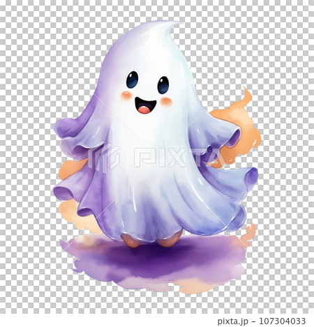 Halloween Ghost watercolor clip art 107304033