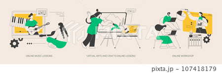 Online education while self-isolation abstract concept vector illustrations. 107418179