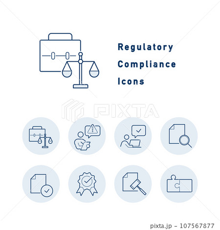 企業のコンプライアンスに関するカラーアイコンセット 107567877